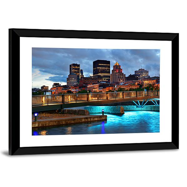 Old Street In Montreal Canvas Wall Art-3 Horizontal-Gallery Wrap-25" x 16"-Tiaracle
