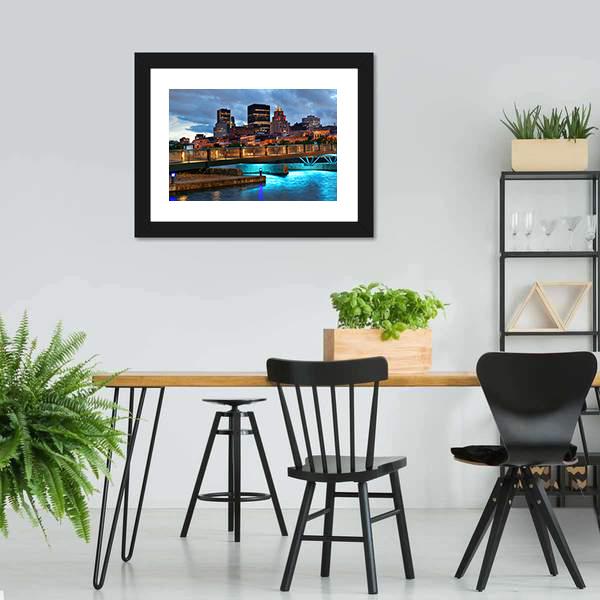 Old Street In Montreal Canvas Wall Art-3 Horizontal-Gallery Wrap-25" x 16"-Tiaracle