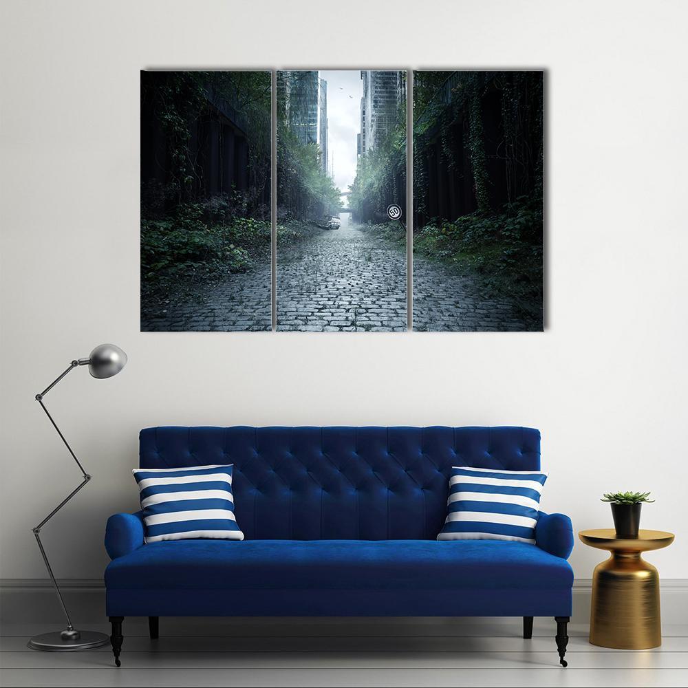 Street Surrounded By Trees Canvas Wall Art-3 Horizontal-Gallery Wrap-37" x 24"-Tiaracle