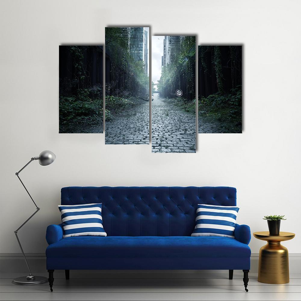 Street Surrounded By Trees Canvas Wall Art-4 Pop-Gallery Wrap-50" x 32"-Tiaracle