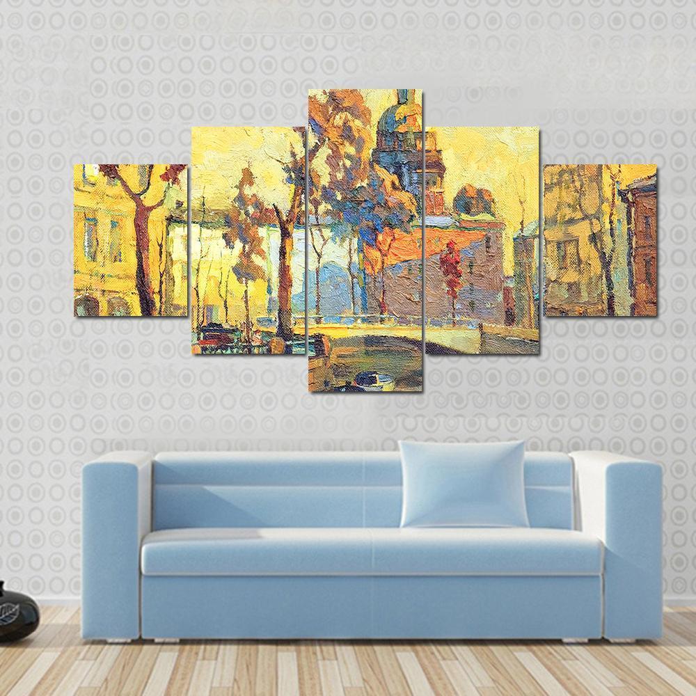 Streets Of St Petersburg Canvas Wall Art-5 Star-Gallery Wrap-62" x 32"-Tiaracle