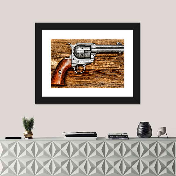 Old Style Revolver Canvas Wall Art-1 Piece-Framed Print-20" x 16"-Tiaracle