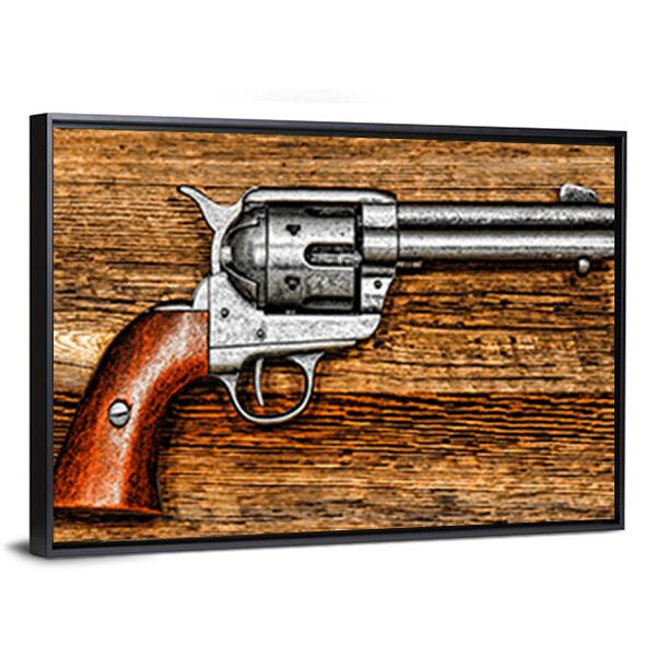 Old Style Revolver Canvas Wall Art-3 Horizontal-Gallery Wrap-25" x 16"-Tiaracle
