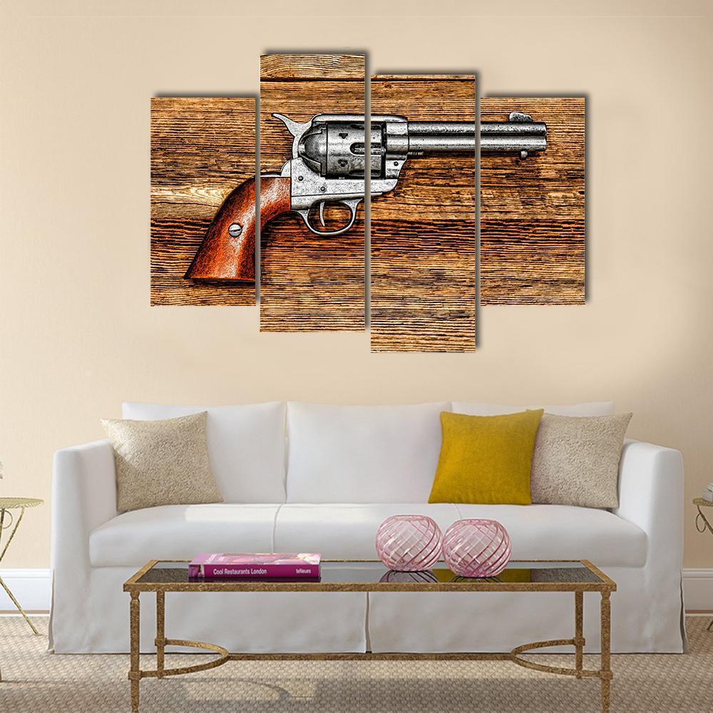 Old Style Revolver Canvas Wall Art-4 Pop-Gallery Wrap-50" x 32"-Tiaracle