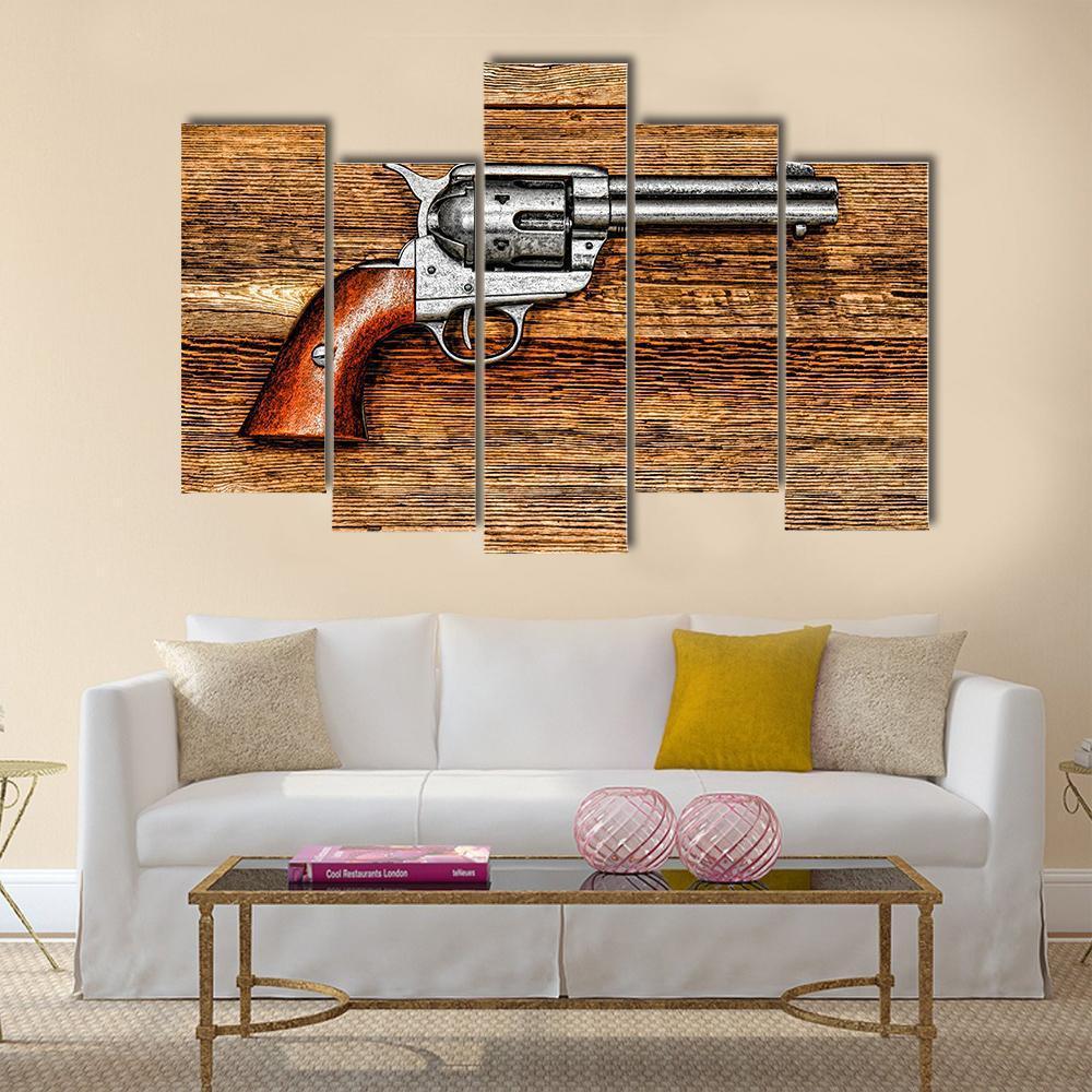 Old Style Revolver Canvas Wall Art-5 Pop-Gallery Wrap-47" x 32"-Tiaracle