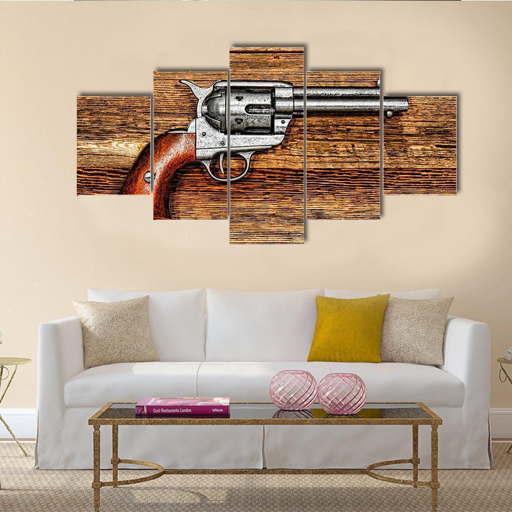 Old Style Revolver Canvas Wall Art-4 Pop-Gallery Wrap-50" x 32"-Tiaracle