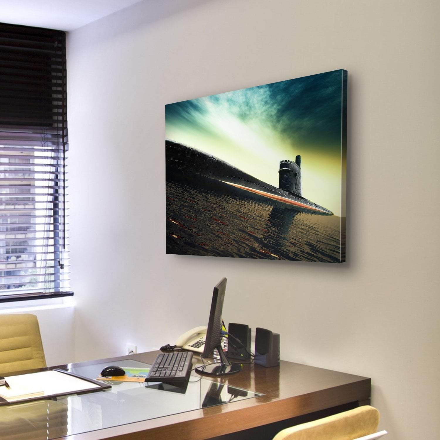 Old Submarine Canvas Wall Art-4 Pop-Gallery Wrap-50" x 32"-Tiaracle