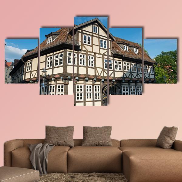 Timbered House Braunschweig Canvas Wall Art-5 Star-Gallery Wrap-62" x 32"-Tiaracle
