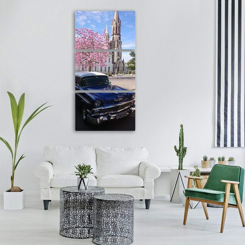 Old Time Car Cuba Vertical Canvas Wall Art-3 Vertical-Gallery Wrap-12" x 25"-Tiaracle