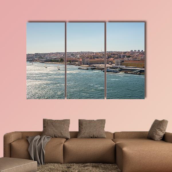 Alfama From The Tagus River Canvas Wall Art-3 Horizontal-Gallery Wrap-37" x 24"-Tiaracle