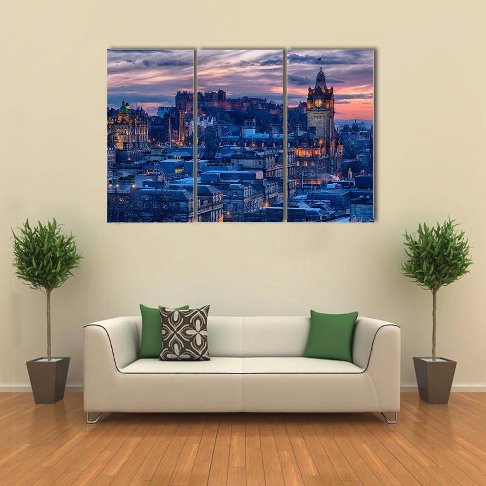 Town &amp; Castle Edinburgh Canvas Wall Art-3 Horizontal-Gallery Wrap-37" x 24"-Tiaracle