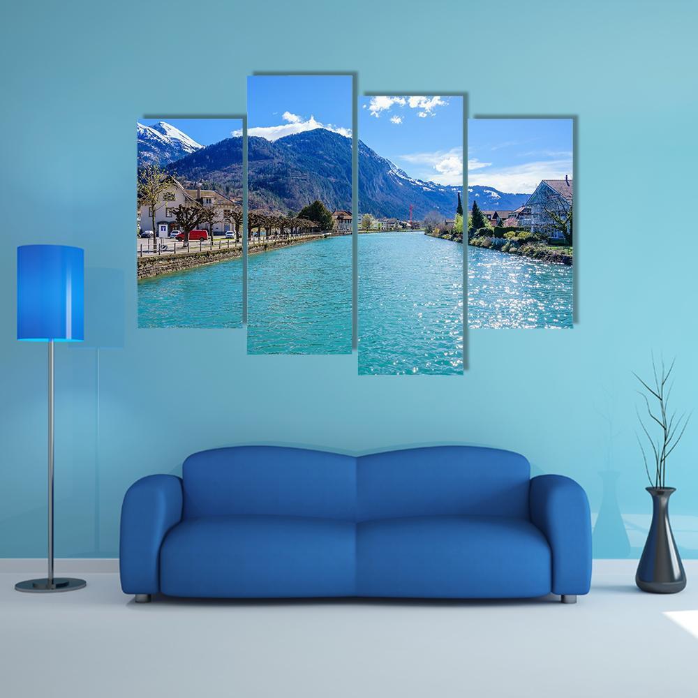 Interlaken Lake Canal Canvas Wall Art-4 Pop-Gallery Wrap-50" x 32"-Tiaracle