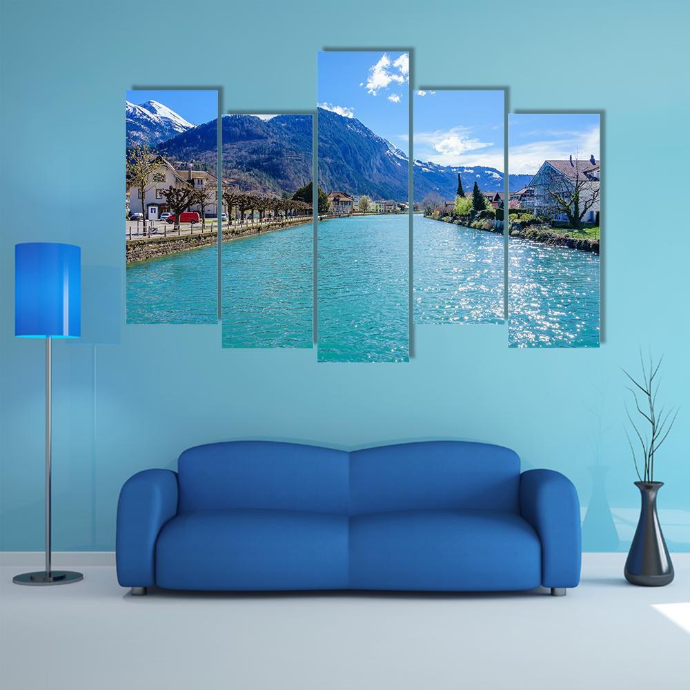 Interlaken Lake Canal Canvas Wall Art-5 Pop-Gallery Wrap-47" x 32"-Tiaracle