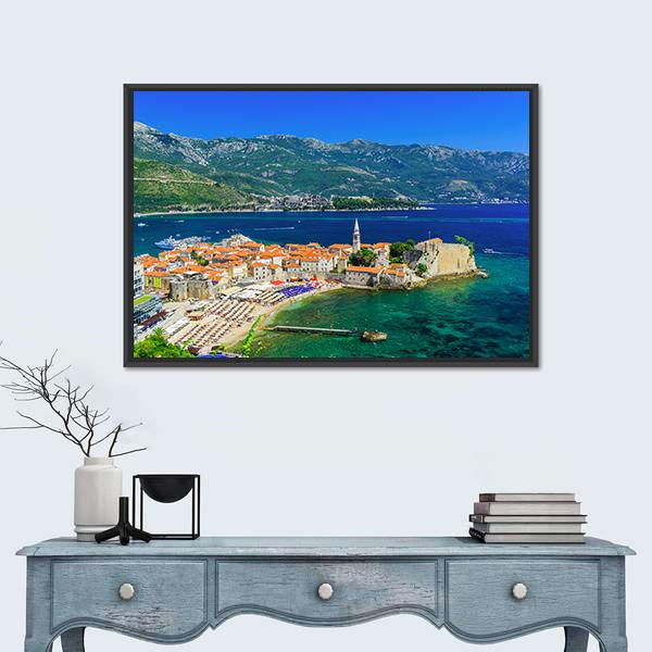 Old Town Budva Montenegro Canvas Wall Art-1 Piece-Floating Frame-24" x 16"-Tiaracle