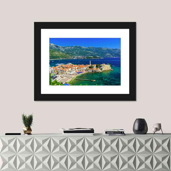 Old Town Budva Montenegro Canvas Wall Art-1 Piece-Framed Print-20" x 16"-Tiaracle