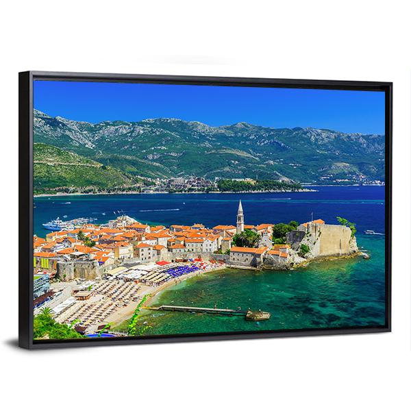 Old Town Budva Montenegro Canvas Wall Art-3 Horizontal-Gallery Wrap-25" x 16"-Tiaracle