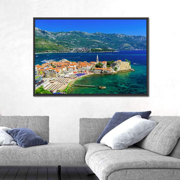 Old Town Budva Montenegro Canvas Wall Art-3 Horizontal-Gallery Wrap-25" x 16"-Tiaracle