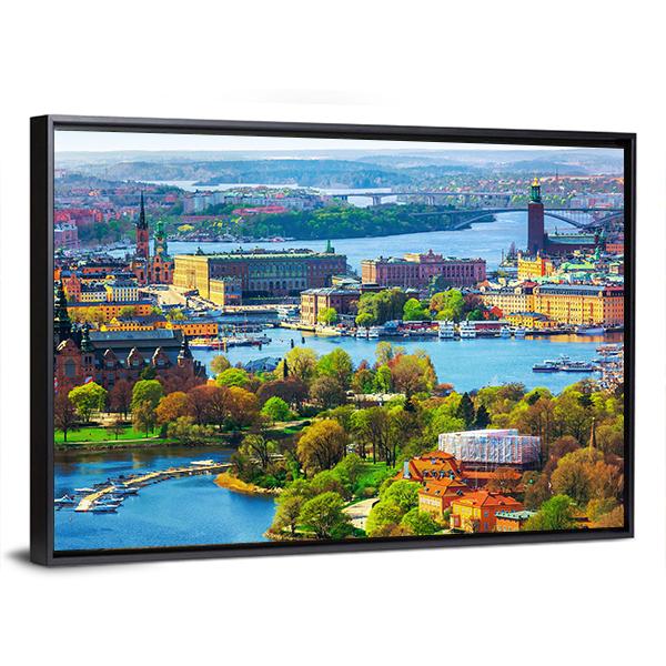 Old Town Gamla Stan Canvas Wall Art-3 Horizontal-Gallery Wrap-25&quot; x 16&quot;-Tiaracle