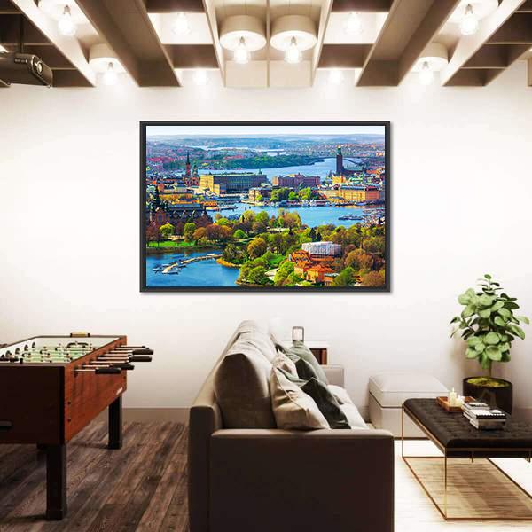 Old Town Gamla Stan Canvas Wall Art-3 Horizontal-Gallery Wrap-25" x 16"-Tiaracle