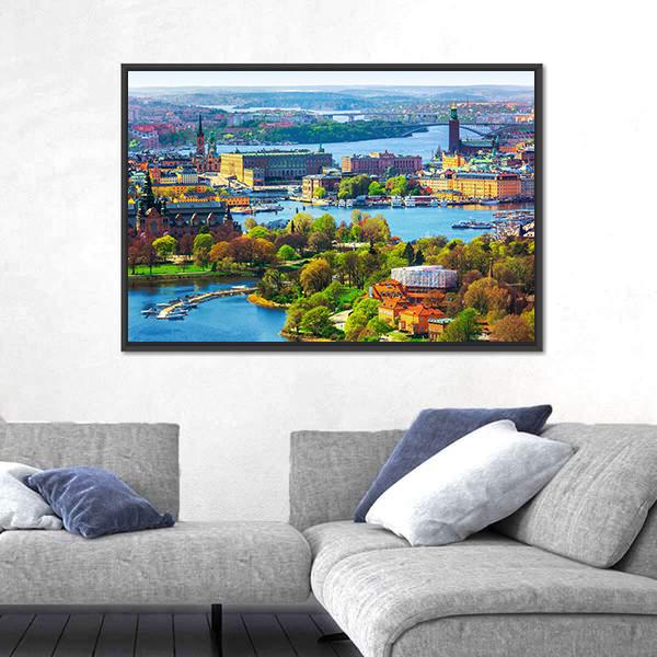 Old Town Gamla Stan Canvas Wall Art-3 Horizontal-Gallery Wrap-25&quot; x 16&quot;-Tiaracle