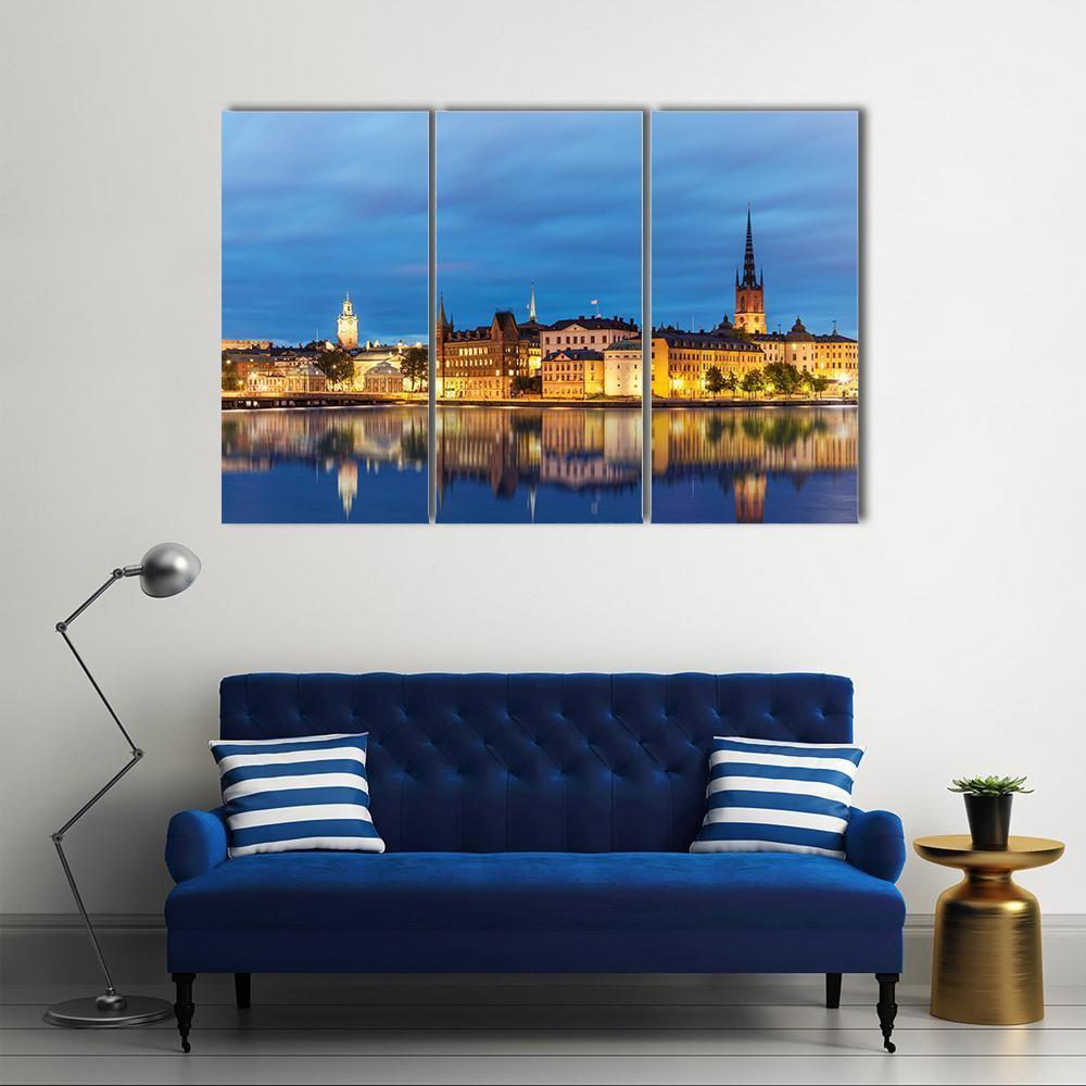 Old Town Gamla Stan In Stockholm Canvas Wall Art-3 Horizontal-Gallery Wrap-37" x 24"-Tiaracle