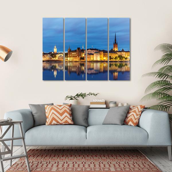 Old Town Gamla Stan In Stockholm Canvas Wall Art-4 Horizontal-Gallery Wrap-34" x 24"-Tiaracle