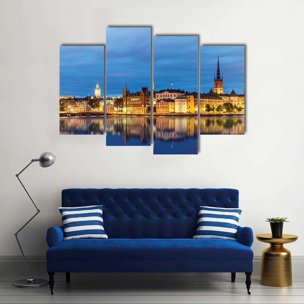 Old Town Gamla Stan In Stockholm Canvas Wall Art-4 Pop-Gallery Wrap-50" x 32"-Tiaracle