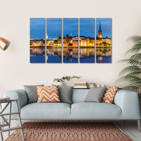 Old Town Gamla Stan In Stockholm Canvas Wall Art-5 Horizontal-Gallery Wrap-22" x 12"-Tiaracle