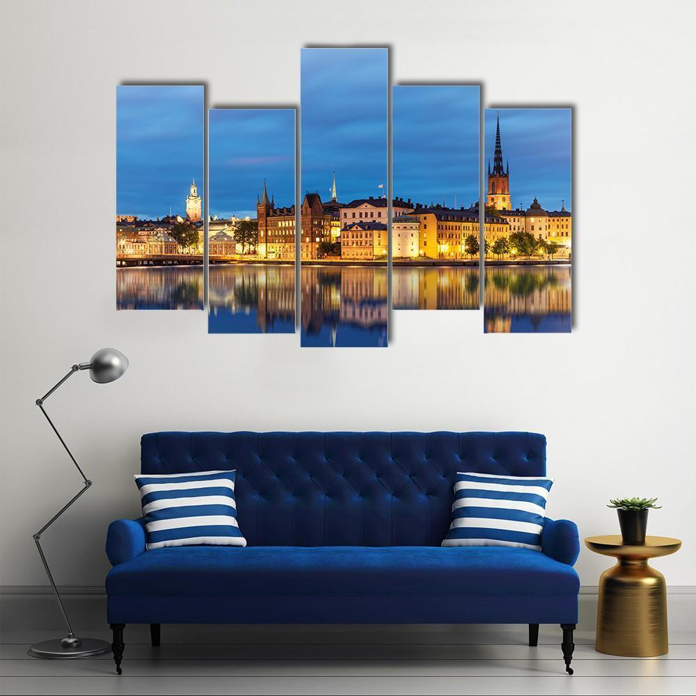 Old Town Gamla Stan In Stockholm Canvas Wall Art-5 Pop-Gallery Wrap-47" x 32"-Tiaracle