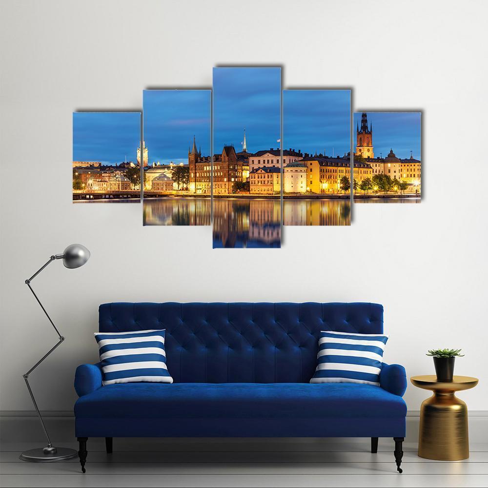 Old Town Gamla Stan In Stockholm Canvas Wall Art-5 Star-Gallery Wrap-62" x 32"-Tiaracle
