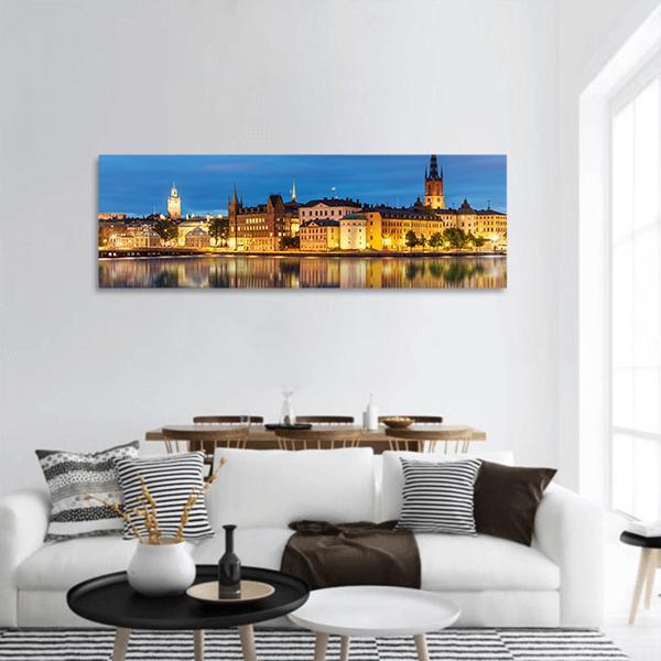 Old Town Gamla Stan In Stockholm Panoramic Canvas Wall Art-1 Piece-36" x 12"-Tiaracle