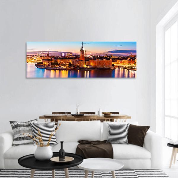 Old Town Gamla Stan Stockholm Panoramic Canvas Wall Art-1 Piece-36" x 12"-Tiaracle