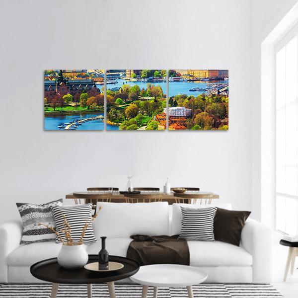 Old Town Gamla Stan Panoramic Canvas Wall Art-3 Piece-25" x 08"-Tiaracle
