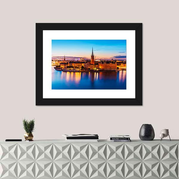 Old Town Gamla Stan Stockholm Canvas Wall Art-1 Piece-Framed Print-20" x 16"-Tiaracle
