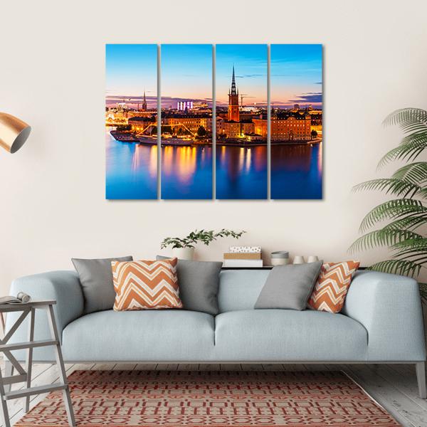 Old Town Gamla Stan Stockholm Canvas Wall Art-4 Horizontal-Gallery Wrap-34" x 24"-Tiaracle