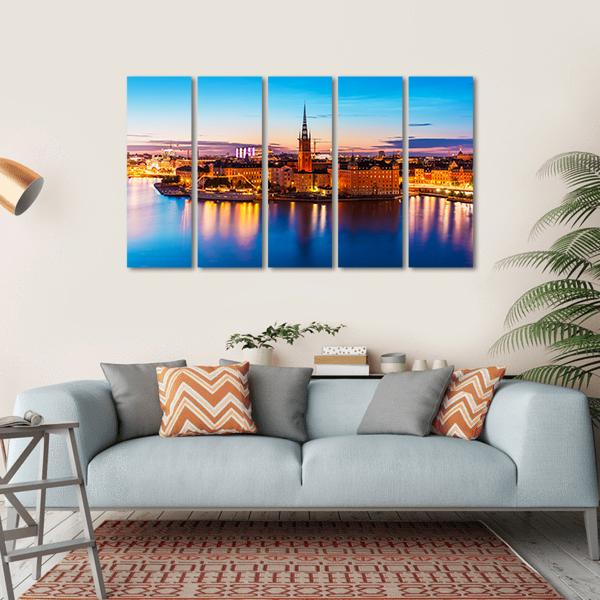 Old Town Gamla Stan Stockholm Canvas Wall Art-5 Horizontal-Gallery Wrap-22" x 12"-Tiaracle