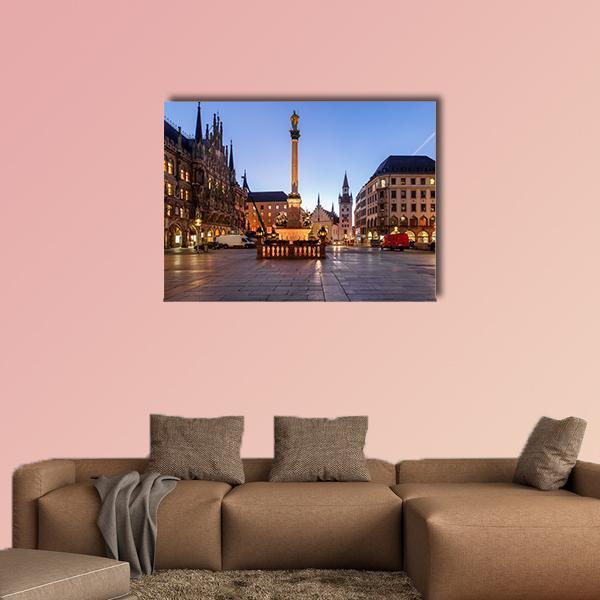 Old Town Hall &amp; Marienplatz Bavaria Canvas Wall Art-1 Piece-Gallery Wrap-48" x 32"-Tiaracle