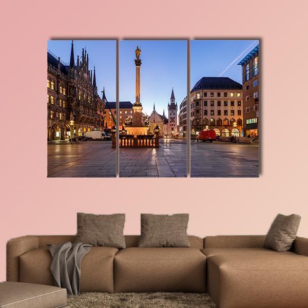 Old Town Hall & Marienplatz Bavaria Canvas Wall Art-4 Pop-Gallery Wrap-50" x 32"-Tiaracle