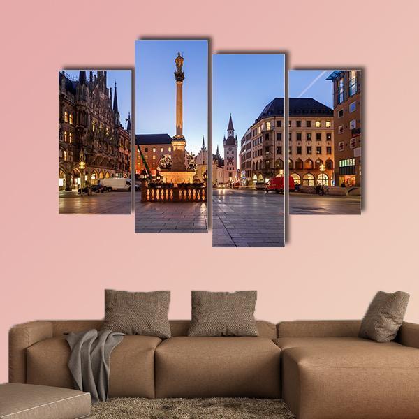 Old Town Hall & Marienplatz Bavaria Canvas Wall Art-4 Pop-Gallery Wrap-50" x 32"-Tiaracle