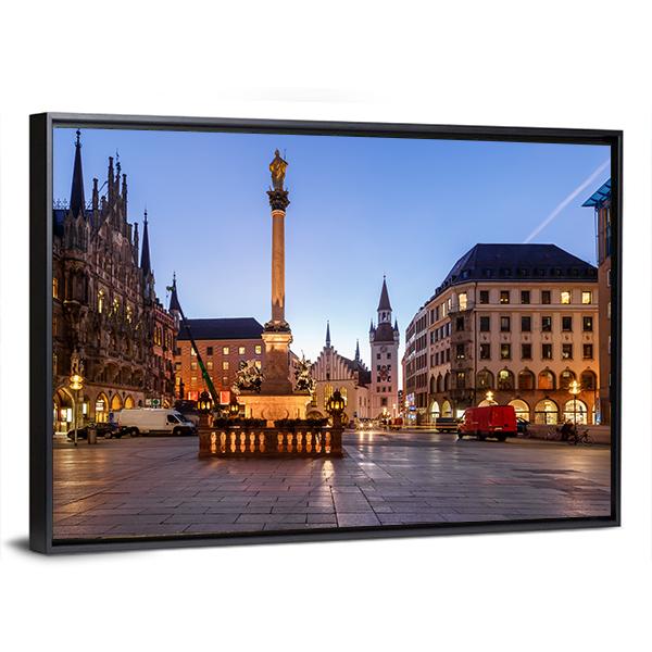 Old Town Hall & Marienplatz Bavaria Canvas Wall Art-3 Horizontal-Gallery Wrap-25" x 16"-Tiaracle