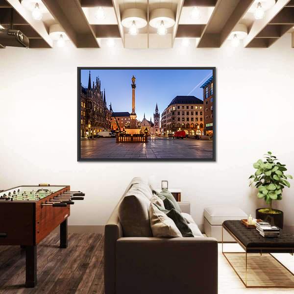 Old Town Hall &amp; Marienplatz Bavaria Canvas Wall Art-3 Horizontal-Gallery Wrap-25" x 16"-Tiaracle