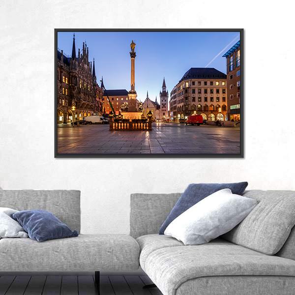 Old Town Hall &amp; Marienplatz Bavaria Canvas Wall Art-3 Horizontal-Gallery Wrap-25" x 16"-Tiaracle