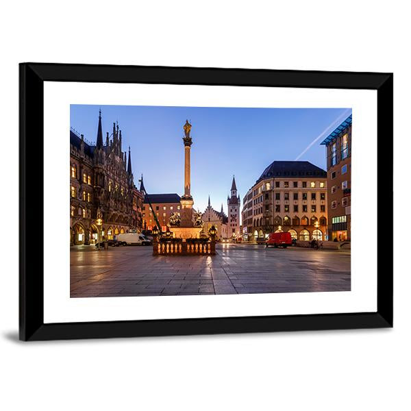 Old Town Hall &amp; Marienplatz Bavaria Canvas Wall Art-3 Horizontal-Gallery Wrap-25" x 16"-Tiaracle