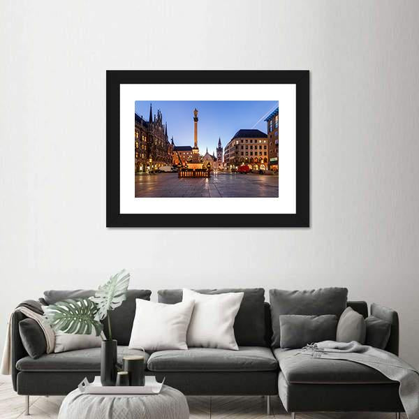 Old Town Hall & Marienplatz Bavaria Canvas Wall Art-3 Horizontal-Gallery Wrap-25" x 16"-Tiaracle
