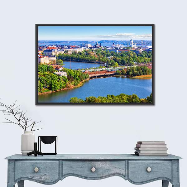 Old Town In Helsinki Canvas Wall Art-1 Piece-Floating Frame-24" x 16"-Tiaracle