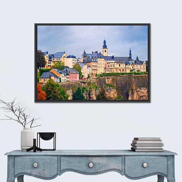 Old Town In Luxembourg Canvas Wall Art-1 Piece-Floating Frame-24" x 16"-Tiaracle