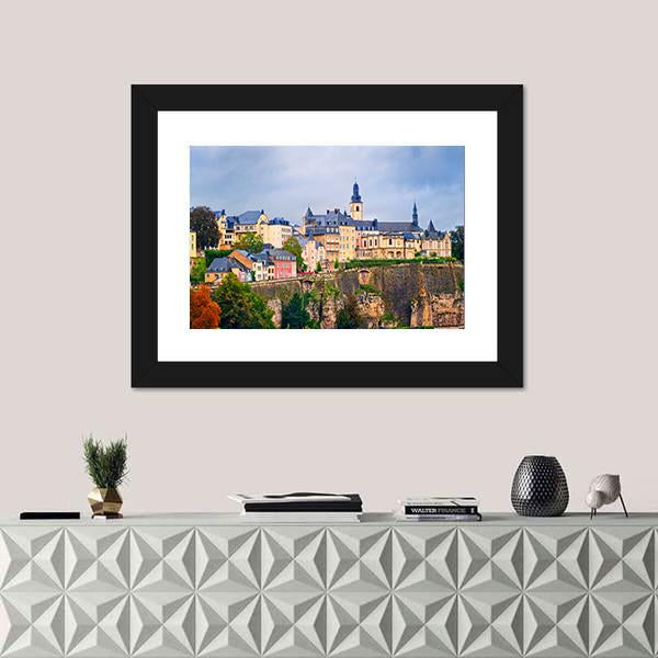 Old Town In Luxembourg Canvas Wall Art-1 Piece-Framed Print-20" x 16"-Tiaracle