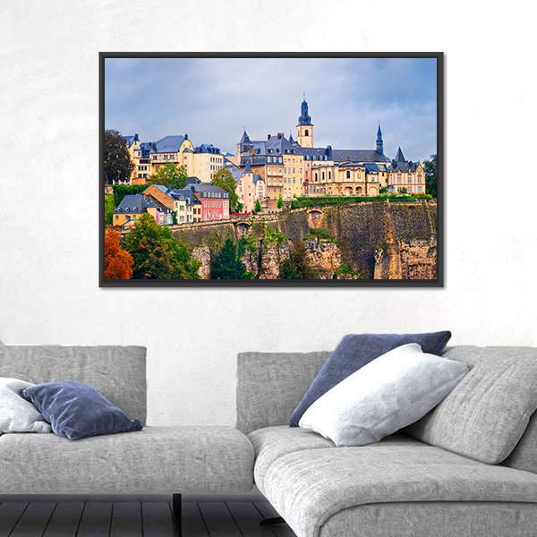 Old Town In Luxembourg Canvas Wall Art-3 Horizontal-Gallery Wrap-25" x 16"-Tiaracle