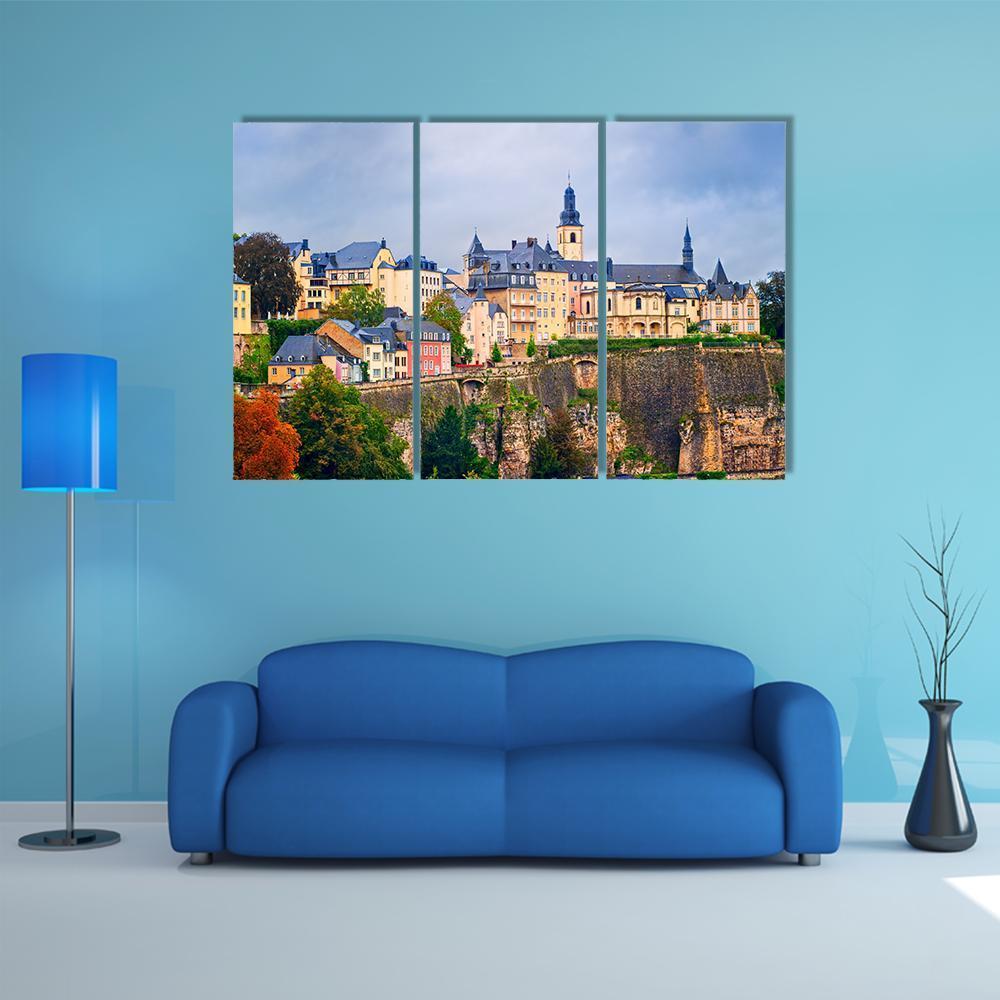 Old Town In Luxembourg Canvas Wall Art-3 Horizontal-Gallery Wrap-37" x 24"-Tiaracle