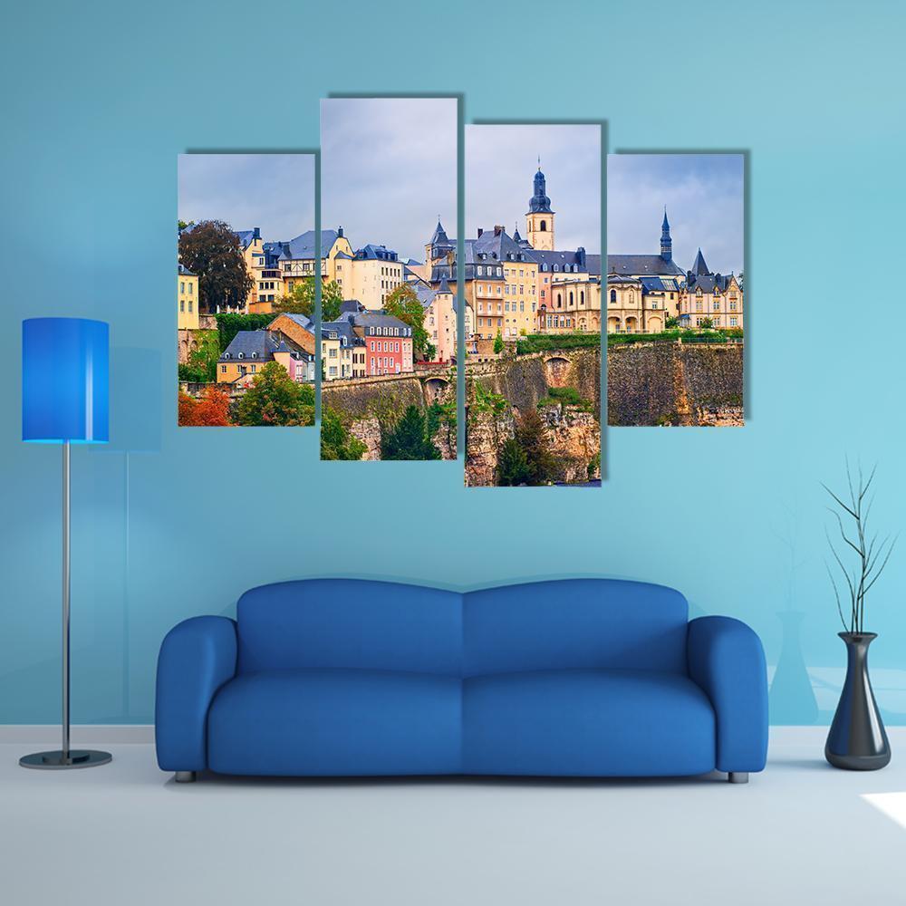 Old Town In Luxembourg Canvas Wall Art-4 Pop-Gallery Wrap-50" x 32"-Tiaracle
